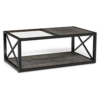 CEWOR 2 tier Coffee Table，Tempered Glass & MDF Composite Top,for Small Spaces, Easy Assembly