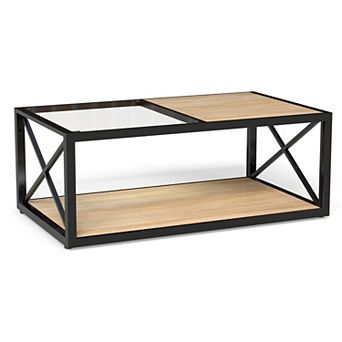 CEWOR 2 tier Coffee Table，Tempered Glass & MDF Composite Top,for Small Spaces, Easy Assembly