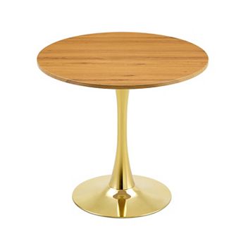 Mid Century Modern Round Dining Table 31.5", Gold