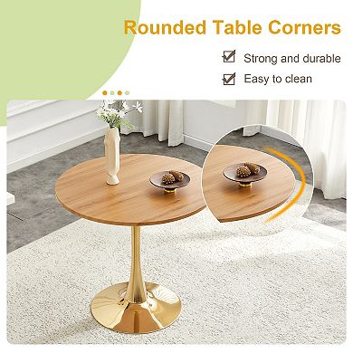 Mid Century Modern Round Dining Table 31.5", Gold
