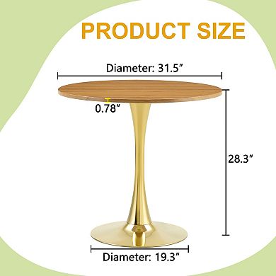 Mid Century Modern Round Dining Table 31.5", Gold