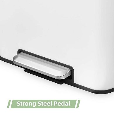 2 x 4 Gallon Dual Compartment Stainless Steel Kitchen Trash Can for Recycling and Trash with Lid