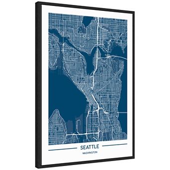 Sylvie Seattle Map Framed Canvas by Jake Goossen