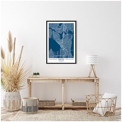 Sylvie Seattle Map Framed Canvas by Jake Goossen
