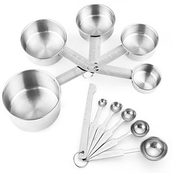 11 pc Stainless Steel Measuring Cups Spoons Set with Leveler