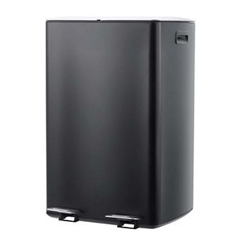 16 Gallon (2 x 8 Gal) Dual Kitchen Trash Can with Soft-Close Foot Pedal, Lid and Inner Bucket