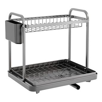 2 tier Stainless Steel Dish Rack with Cutlery Holder