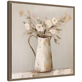 Sylvie Pitcher with Flowers Boho Country 2 Framed Canvas by The Creative Bunch Studio