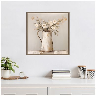 Sylvie Pitcher with Flowers Boho Country 2 Framed Canvas by The Creative Bunch Studio