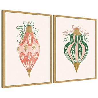 Sylvie Holiday Ornament Collection - 2 pc Framed Canvas Art Set by Jill Labieniec