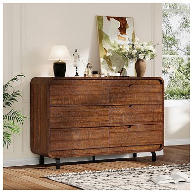 Modern Wood Dresser with 6 Storage Drawers