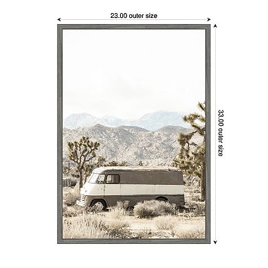 Sylvie Rustic Desert Vintage Van in Joshua Tree Framed Canvas by Saint and Sailor Studios
