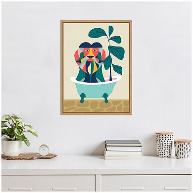 Sylvie MCM Lion in Bathtub Framed Canvas by Rachel Lee