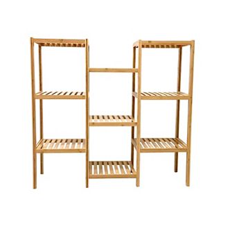 Bamboo Plant Stand 9 tier Corner Shelf for Indoor/Outdoor Potted Plants, Tall Wood Holder
