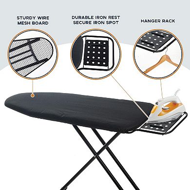 54"x13" Adjustable Ironing Board with Iron Rest, Heat-Resistant Cover
