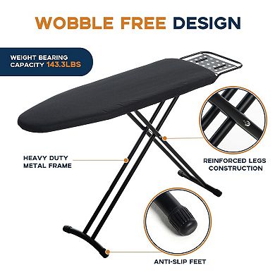 54"x13" Adjustable Ironing Board with Iron Rest, Heat-Resistant Cover