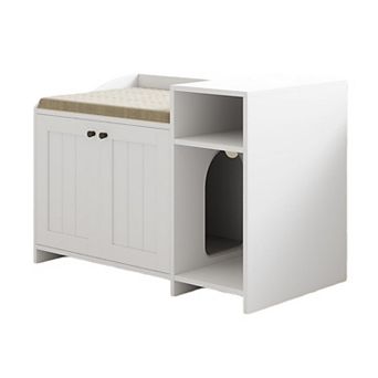 Wooden Litter Box Enclosure Cabinet with Storage and Vent Door