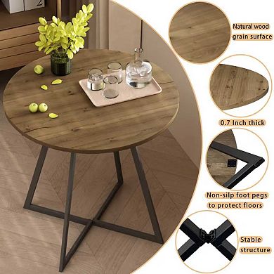 31.5 Inch Round Dining Table, Small Circle Kitchen Table with Metal Black Legs for 2-4 people