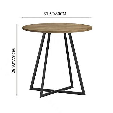 31.5 Inch Round Dining Table, Small Circle Kitchen Table with Metal Black Legs for 2-4 people