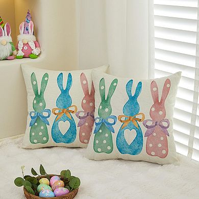2pcs Easter Bunny Polka Dot Pillow Covers Spring Sofa Decor