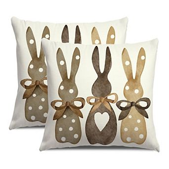 2 pc Easter Bunny Polka Dot Pillow Covers Spring Sofa Decor