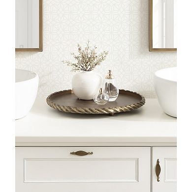 Trenza Round Footed Metal Tray