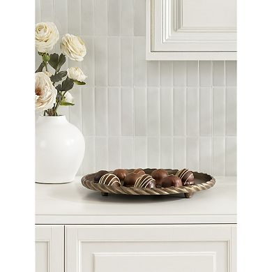 Trenza Round Footed Metal Tray