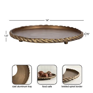 Trenza Round Footed Metal Tray