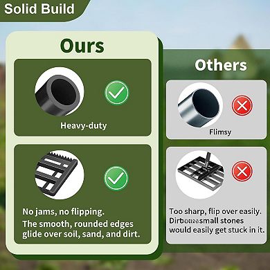 32" Dual-Sided Steel Lawn Leveler Rake 6.5ft Adjustable Handle for Soil Sand Compost