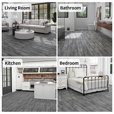 Peel Stick Vinyl Plank Flooring 54sqft 36x6 Waterproof Wood Look Tiles