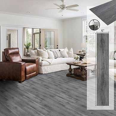Peel Stick Vinyl Plank Flooring 54sqft 36x6 Waterproof Wood Look Tiles