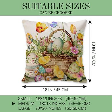 4pcs Easter Bunny Egg Plaid Throw Pillow Covers Spring Decor