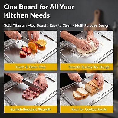 2 pieces Titanium Double-Sided Chopping Board Juice Groove Dishwasher Safe