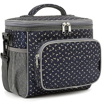 Insulated Lunch Bag Adjustable Strap Zipper Mesh Pockets