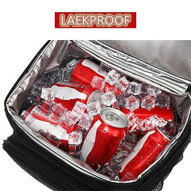 Insulated Lunch Bag Adjustable Strap Zipper Mesh Pockets