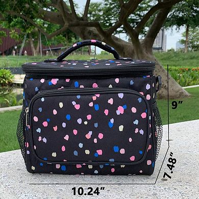 Insulated Lunch Bag Adjustable Strap Zipper Mesh Pockets