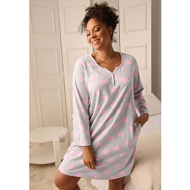 Dreams & Co. Plus Size Henley Sleepshirt