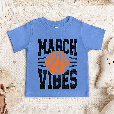 March Vibes Basketball Distressed - Toddler Short Sleeve Graphic T-Shirt
