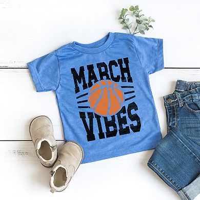 March Vibes Basketball Distressed - Toddler Short Sleeve Graphic T-Shirt