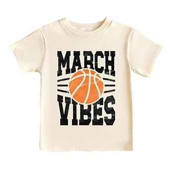 March Vibes Basketball Distressed - Toddler Short Sleeve Graphic T-Shirt