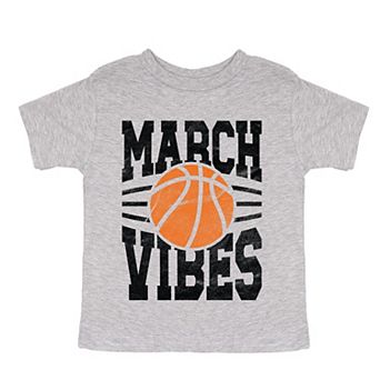 March Vibes Basketball Distressed - Toddler Short Sleeve Graphic T-Shirt