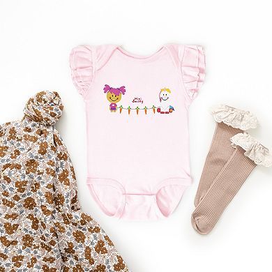 Mini Smiley Aria Carrot Garland - Baby Flutter Sleeve Bodysuit