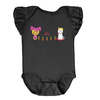 Mini Smiley Aria Carrot Garland - Baby Flutter Sleeve Bodysuit