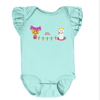 Mini Smiley Aria Carrot Garland - Baby Flutter Sleeve Bodysuit