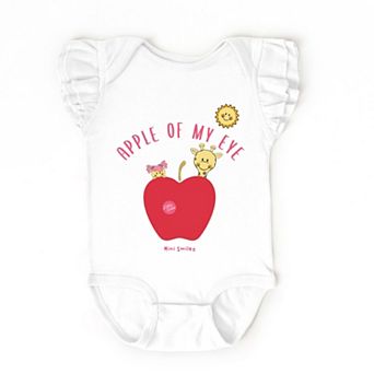 Mini Smiley Apple Of My Eye - Baby Flutter Sleeve Bodysuit