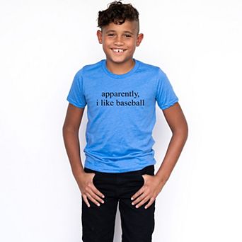 Apparently, I Like Baseball - Youth Short Sleeve Graphic T-Shirt