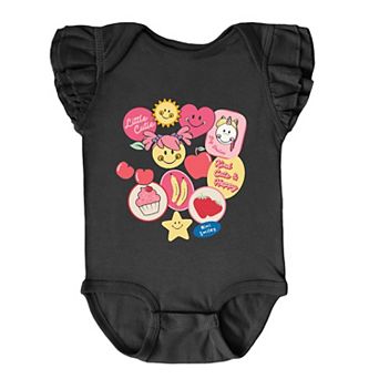 Mini Smiley Little Cutie Fruit Stickers - Baby Flutter Sleeve Bodysuit