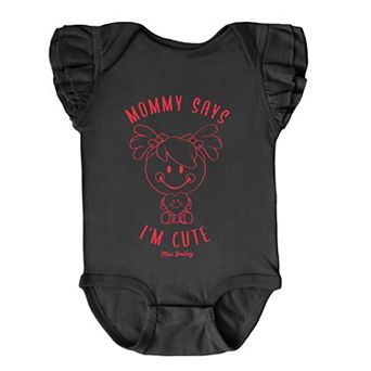 Mini Smiley Mommy Says I'm Cute - Baby Flutter Sleeve Bodysuit