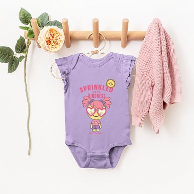 Mini Smiley Sprinkled With Kindness - Baby Flutter Sleeve Bodysuit