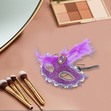 Dragon Pattern Feather Half Face Party Mask 1 Pc